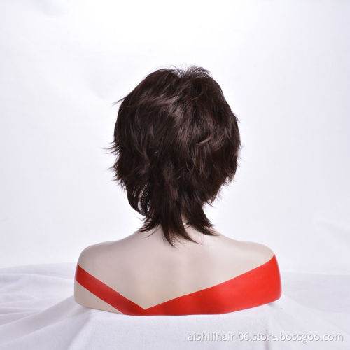 Chinese fashion wholesale wig custom-made short waves natural black full lace wig 8 inches bang